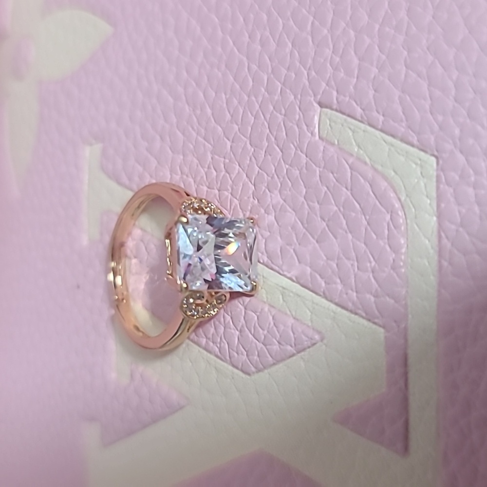 Rose Gold PLATED  CZ Diamond  Adjustable Ring